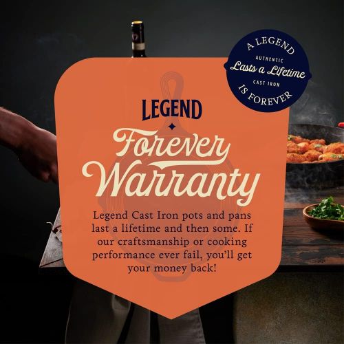  LEGEND_COOKWARE Legend Cast Iron Square Grill Pan with Lid Large 10.5” Grilling Pan with Glass Lid for Oven, Induction, Cooking, Pizza, Charring & Grilling Lightly Pre-Seasoned Cookware Gets Bette