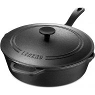 LEGEND_COOKWARE Legend Cast Iron Deep Skillet with Lid Medium 3qt Saute Pan with Cast Iron Lid for Oven, Induction, Cooking, Charring, Braising & Grilling Lightly Pre-Seasoned Cookware Gets Better