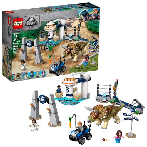  LEGO Jurassic World Triceratops Rampage 75937 Dinosaur Toy (447 Pieces)