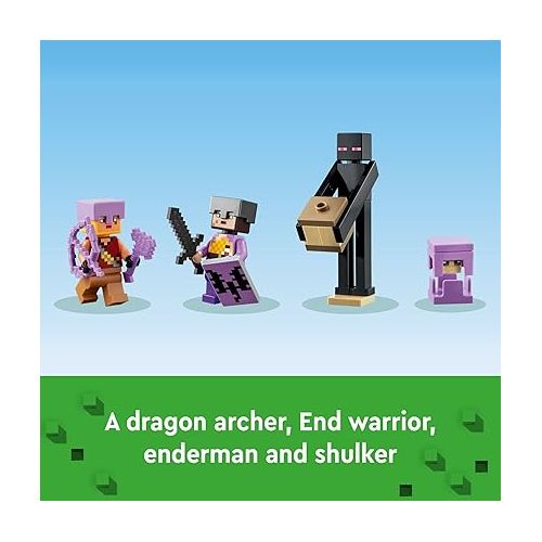  LEGO Minecraft The End Arena 21242, Player-vs-Player Battle Playset with Lava, Ender Dragon and Enderman Figures, Action Toys for Kids 8 Plus Years Old