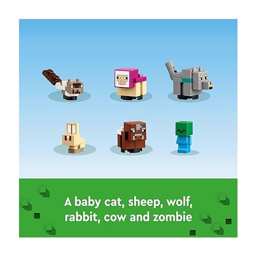  LEGO Minecraft The Animal Sanctuary Building Set, Gaming Toy for Girls and Boys Ages 7 and Up, Gift for Gamers and Kids, Brick Model of The Plains Biome with Popular Minecraft Figures, 21253