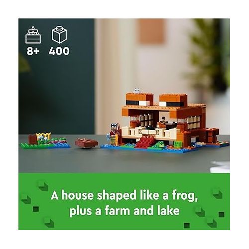  LEGO Minecraft The Frog House Building Toy for Kids, Minecraft Toy Featuring Animals, a Toy Boat and Minecraft Mob Figures, Gaming Gift for Girls and Boys Ages 8 and Up, 21256