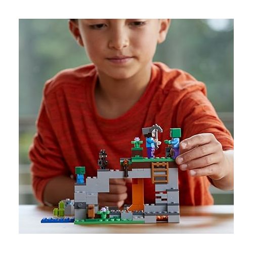  LEGO Minecraft The Zombie Cave 21141 Building Kit with Popular Minecraft Characters Steve and Zombie Figure, separate TNT Toy, Coal and more for Creative Play for 84 months to 168 months (241 Pieces)