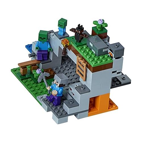  LEGO Minecraft The Zombie Cave 21141 Building Kit with Popular Minecraft Characters Steve and Zombie Figure, separate TNT Toy, Coal and more for Creative Play for 84 months to 168 months (241 Pieces)