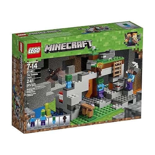  LEGO Minecraft The Zombie Cave 21141 Building Kit with Popular Minecraft Characters Steve and Zombie Figure, separate TNT Toy, Coal and more for Creative Play for 84 months to 168 months (241 Pieces)