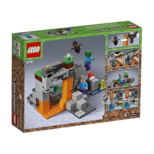  LEGO Minecraft The Zombie Cave 21141 Building Kit with Popular Minecraft Characters Steve and Zombie Figure, separate TNT Toy, Coal and more for Creative Play for 84 months to 168 months (241 Pieces)