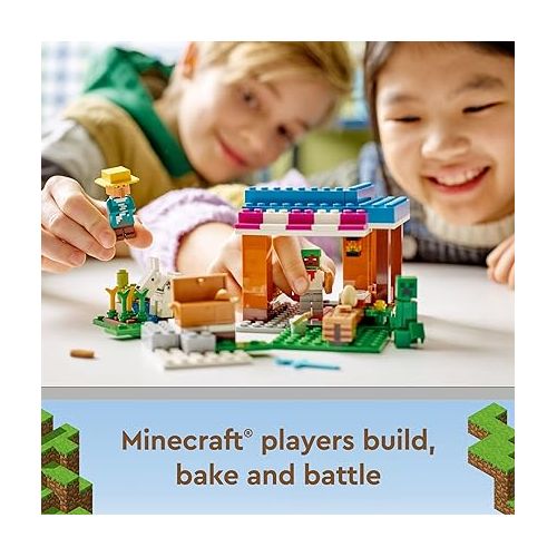  LEGO Minecraft The Bakery Building Kit 21184 Game-Inspired Minecraft Toy Set for Kids Girls Boys Age 8+ Featuring 3 Minecraft Figures and Goat, with Village and Treasure Chest Accessories, Gift Idea