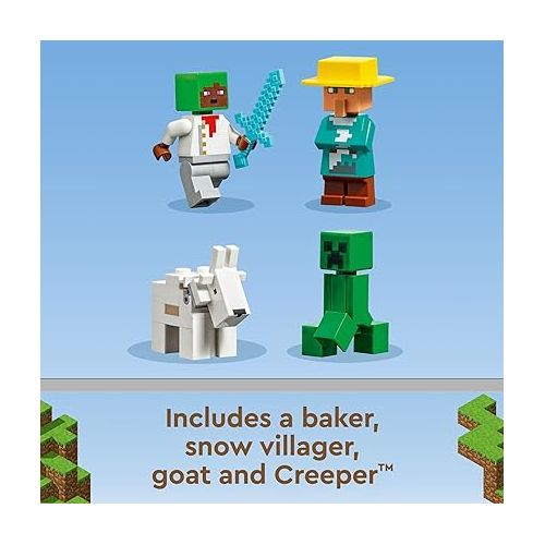  LEGO Minecraft The Bakery Building Kit 21184 Game-Inspired Minecraft Toy Set for Kids Girls Boys Age 8+ Featuring 3 Minecraft Figures and Goat, with Village and Treasure Chest Accessories, Gift Idea