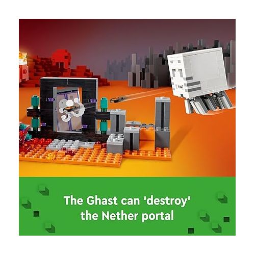  LEGO Minecraft The Nether Portal Ambush Adventure Set, Building Toy for Kids with Minecraft Action Figures and Battle Scenes, Minecraft Toy for Boys, Girls and Gamers Ages 8 and Up, 21255