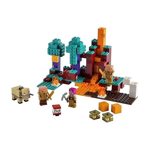  LEGO Minecraft The Warped Forest 21168 Hands-on Minecraft Nether Creative Playset; Fun Warped Forest Building Toy Featuring Huntress, Piglin and Hoglin, New 2021 (287 Pieces)