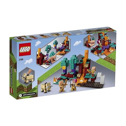  LEGO Minecraft The Warped Forest 21168 Hands-on Minecraft Nether Creative Playset; Fun Warped Forest Building Toy Featuring Huntress, Piglin and Hoglin, New 2021 (287 Pieces)