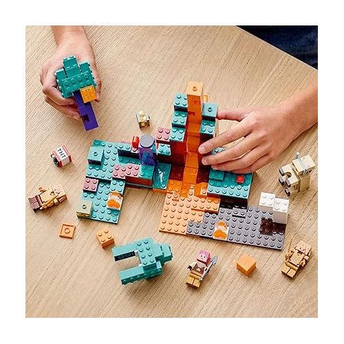  LEGO Minecraft The Warped Forest 21168 Hands-on Minecraft Nether Creative Playset; Fun Warped Forest Building Toy Featuring Huntress, Piglin and Hoglin, New 2021 (287 Pieces)