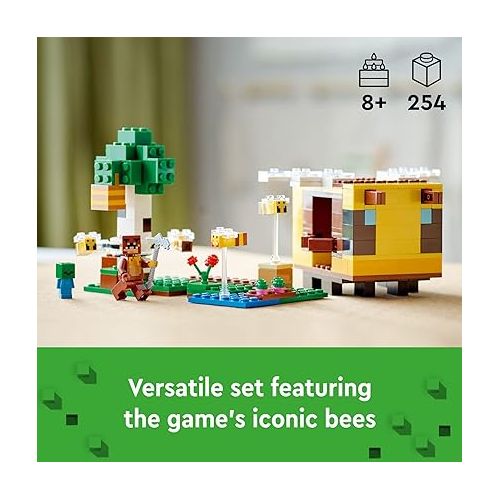  LEGO Minecraft The Bee Cottage Building Set - Construction Toy with Buildable House, Farm, Baby Zombie, and Animal Figures, Game Inspired Birthday Gift Idea for Boys and Girls Ages 8 and Up, 21241
