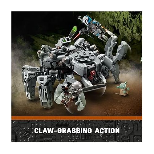  LEGO Star Wars Spider Tank 75361, Building Toy Mech from The Mandalorian Season 3, includes The Mandalorian with Darksaber, Bo-Katan, and Grogu 'Baby Yoda' Minifigures, Gift Idea for Kids Ages 9+