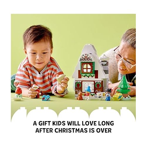  LEGO DUPLO Santa's Gingerbread House Toy with Santa Claus Figure, Stocking Filler Gift Idea for Toddlers, Girls and Boys Age 2 Plus, 10976