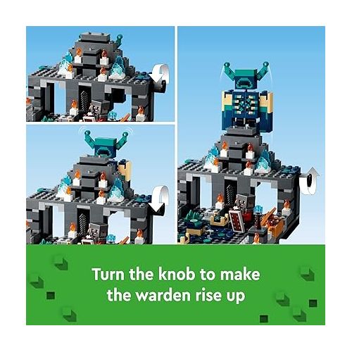  LEGO Minecraft The Deep Dark Battle Set, 21246 Biome Adventure Toy, Ancient City with Warden Figure, Exploding Tower & Treasure Chest, for Kids Ages 8 Plus