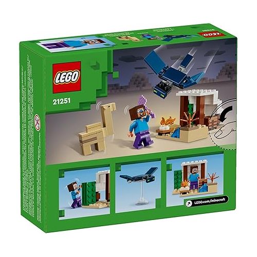  LEGO Minecraft Steve's Desert Expedition Building Toy, Biome with Minecraft House and Action Figures, Minecraft Gift for Independent Play, Gaming Playset for Boys, Girls and Kids Ages 6 and Up, 21251