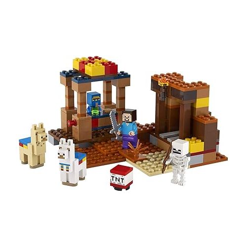  LEGO Minecraft The Trading Post 21167 Collectible Action-Figure Playset with Minecraft’s Steve and Skeleton Toys, New 2021 (201 Pieces)