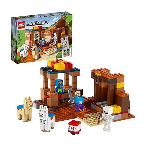  LEGO Minecraft The Trading Post 21167 Collectible Action-Figure Playset with Minecraft’s Steve and Skeleton Toys, New 2021 (201 Pieces)