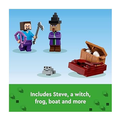  LEGO Minecraft The Pumpkin Farm 21248 Building Toy, Hands-on Action in The Swamp Biome Featuring Steve, a Witch, Frog, Boat, Treasure Chest and Pumpkin Patch, Minecraft Toy for Boys and Girls Aged 8+