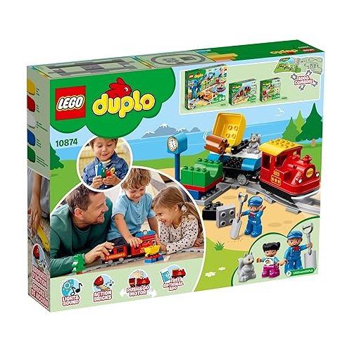  LEGO DUPLO Town Steam Train 10874 Remote Control Set - Learning Toy and Daycare Accessory for Toddlers, Boys, Girls, and Kids 2-5 Years Old, Push and Go Battery Powered Set with RC Function