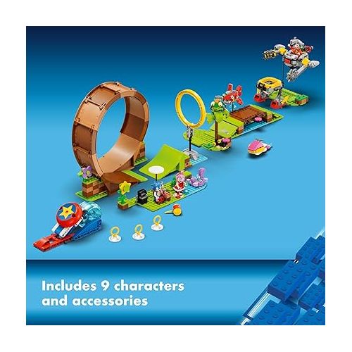  LEGO Sonic The Hedgehog Sonic’s Green Hill Zone Loop Challenge Building Toy Set, Sonic Adventure Toy with 9 Sonic and Friends Characters, Fun Gift for 8 Year Old Gamers and Young Fans, 76994