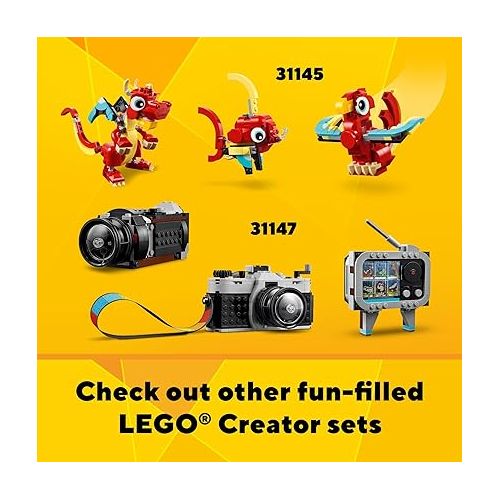  LEGO Creator 3 in 1 Flatbed Truck with Helicopter Toy, Transforms from Flatbed Truck Toy to Propeller Plane to Hot Rod and SUV Car Toys, Gift Idea for Boys and Girls Ages 7 Years Old and Up, 31146