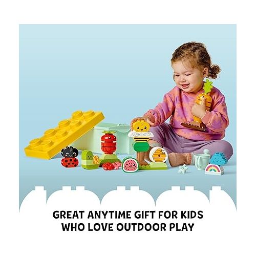  LEGO DUPLO My First Organic Garden Brick Box 10984, Stacking Toys for Babies and Toddlers 1.5+ Years Old, Learning Toy with Ladybug, Bumblebee, Fruit & Veg, Sensory Toy for Kids