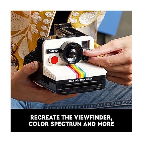  LEGO Ideas Polaroid OneStep SX-70 Camera Building Kit, Creative Gift for Photographers, Collectible Brick-Built Vintage Polaroid Camera Model, Creative Activity or Gift for Adults, 21345