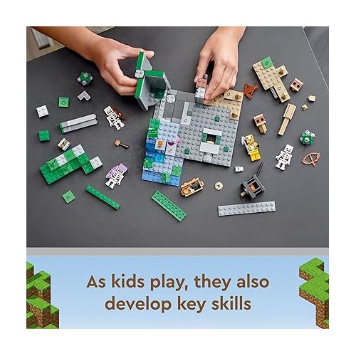  LEGO Minecraft The Skeleton Dungeon Set, 21189 Construction Toy for Kids with Caves, Mobs and Figures with Crossbow Accessories