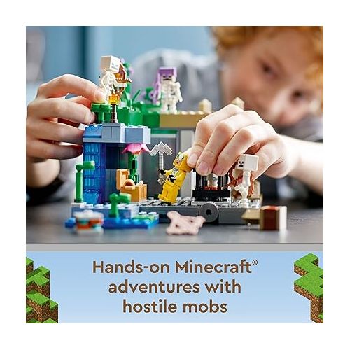  LEGO Minecraft The Skeleton Dungeon Set, 21189 Construction Toy for Kids with Caves, Mobs and Figures with Crossbow Accessories