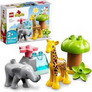 LEGO DUPLO Wild Animals of Africa 10971, Animal Toys for Toddlers, Girls & Boys Ages 2 Plus Years Old, Learning Toy with Baby Elephant & Giraffe Figures