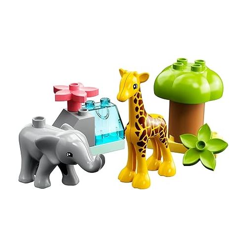  LEGO DUPLO Wild Animals of Africa 10971, Animal Toys for Toddlers, Girls & Boys Ages 2 Plus Years old, Learning Toy with Baby Elephant & Giraffe Figures