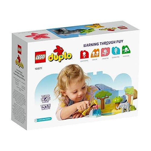  LEGO DUPLO Wild Animals of Africa 10971, Animal Toys for Toddlers, Girls & Boys Ages 2 Plus Years old, Learning Toy with Baby Elephant & Giraffe Figures