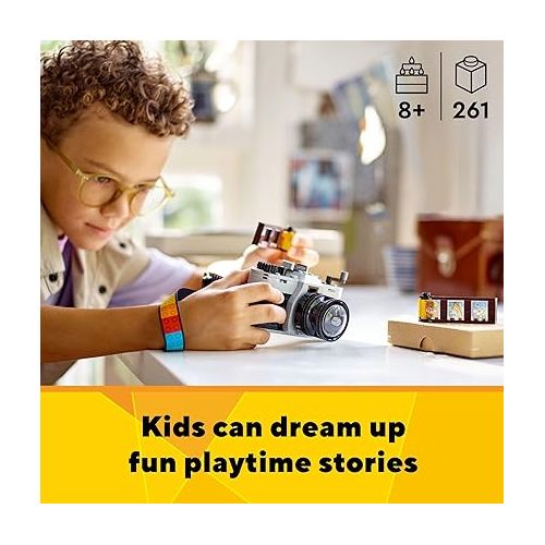  LEGO Creator 3 in 1 Retro Camera Toy, Transforms from Toy Camera to Retro Video Camera to Retro TV Set, Photography Gift for Boys and Girls Ages 8 Years Old and Up Who Enjoy Creative Play, 31147