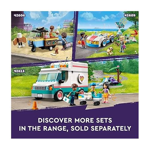  LEGO Friends Hot Dog Food Truck Toy with Mini Doll Characters and Cat Figure, Pretend Play Food, Toy Van, Creative Gift for Kids, Girls, and Boys, Ages 4 Years Old and Up, 42633