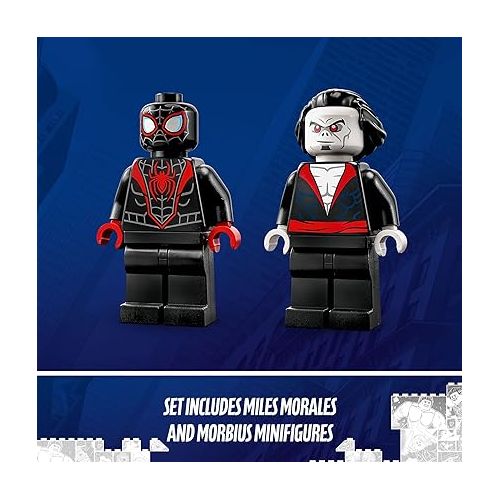  LEGO Marvel Spider-Man Miles Morales vs. Morbius 76244 Building Toy - Featuring Race Car and Action Minifigures, Adventures in The Spiderverse, Movie Inspired Set, Fun for Boys, Girls, and Kids