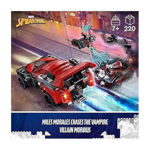  LEGO Marvel Spider-Man Miles Morales vs. Morbius 76244 Building Toy - Featuring Race Car and Action Minifigures, Adventures in The Spiderverse, Movie Inspired Set, Fun for Boys, Girls, and Kids