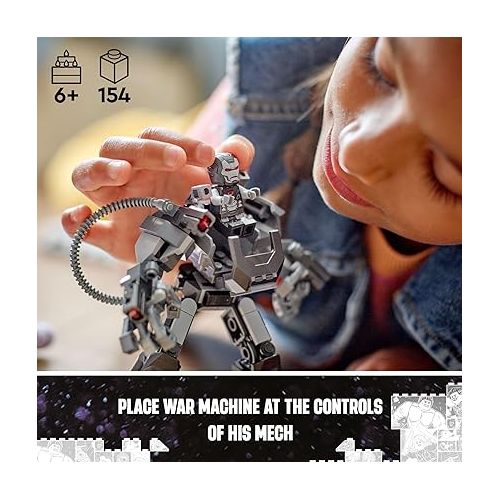  LEGO Marvel War Machine Mech Armor, Buildable Marvel Action Figure Toy for Kids with 3 Stud Shooters, Legendary Character from The MCU, Marvel Gift for Boys and Girls Aged 6 and Up, 76277