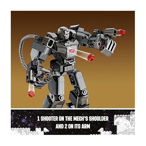  LEGO Marvel War Machine Mech Armor, Buildable Marvel Action Figure Toy for Kids with 3 Stud Shooters, Legendary Character from The MCU, Marvel Gift for Boys and Girls Aged 6 and Up, 76277