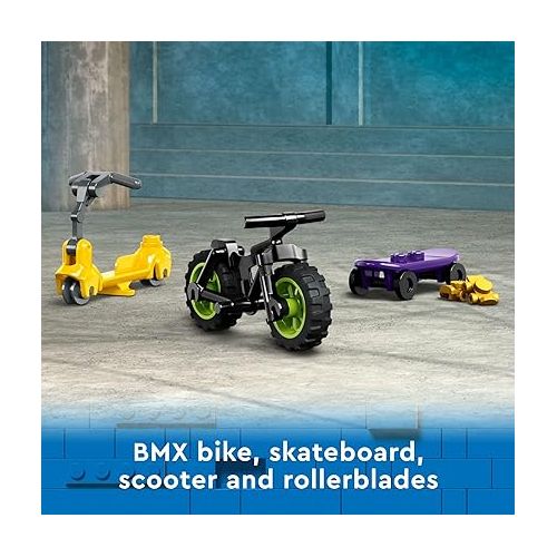  LEGO My City Street Skate Park Building Toy Set, includes a Skateboard, BMX Bike, Scooter and in-line Skates, Plus 4 Minifigures for Pretend Play, Fun Gift for Kids and Skating Fans, 60364