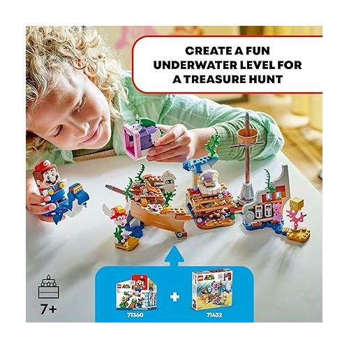  LEGO Super Mario Dorrie's Sunken Shipwreck Adventure Expansion Set, Super Mario Collectible Toy for Kids with Cheep Cheep, Cheep Chomp and Blooper Figures, Gift for Boys, Girls and Gamers, 71432