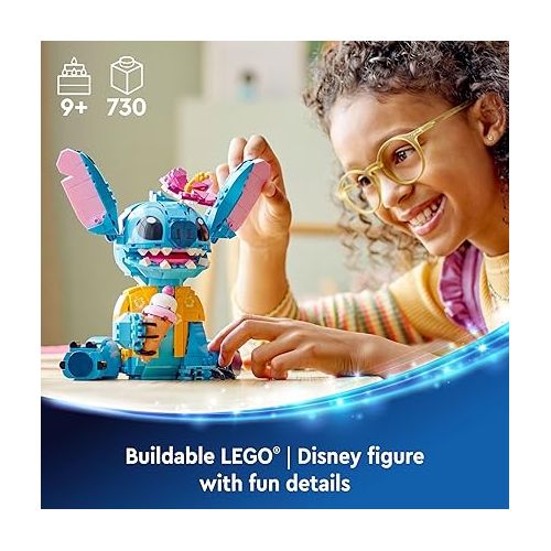  LEGO Disney Stitch Toy Building Kit, Disney Toy for 9 Year Old Kids, Buildable Figure with Ice Cream Cone, Fun Disney Gift for Girls, Boys and Lovers of The Hit Movie Lilo and Stitch, 43249