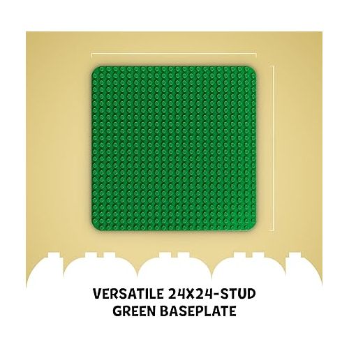  LEGO DUPLO Green Building Plate, 24x24 Stud Foundation for Toddlers to Build, Play, and Display Their Brick Creations, Baseplate Construction Toy for Kids, 10980