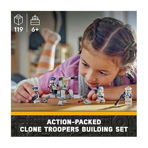  LEGO Star Wars 501st Clone Troopers Battle Pack Toy Set, Buildable AV-7 Anti Vehicle Cannon, with 4 Clone Trooper Minifigures, Portable Travel Toy, Great Birthday Gift for Kids Ages 6 and Up, 75345