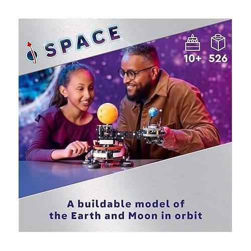  LEGO Technic Planet Earth and Moon in Orbit Building Set, Outer Space Birthday Gift for 10 Year Olds, Solar System Space Toy for Imaginative, Independent Play, Space Room Decor for Boys & Girls, 42179