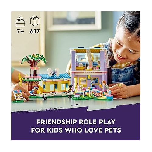  LEGO Friends Dog Rescue Center 41727, Pet Animal Playset for Kids with Autumn and Zac Mini-Dolls, Toy Vet Set, Sensory Toy for Kids Ages 7 Plus Years Old