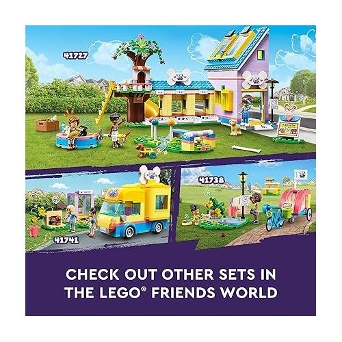  LEGO Friends Dog Rescue Center 41727, Pet Animal Playset for Kids with Autumn and Zac Mini-Dolls, Toy Vet Set, Sensory Toy for Kids Ages 7 Plus Years Old