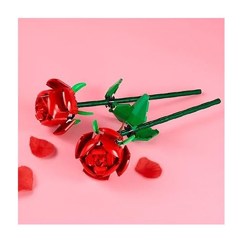  LEGO Roses Building Kit, Artificial Flowers for Home Decor, Unique Gift for Her or Him for Anniversaries, Botanical Collection Set for Build and Display, Gift to Build Together, 40460