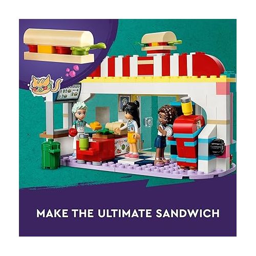  LEGO Friends Heartlake Downtown Diner Building Toy - Restaurant Pretend Playset with Food, includes Mini-Dolls Liann, Aliya, and Charli, Birthday Gift Toy Set for Boys and Girls Ages 6+, 41728